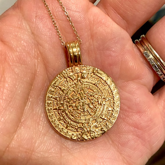 Vintage | Jewelry | Aztec Calendar Gold Filled Necklace | Poshmark